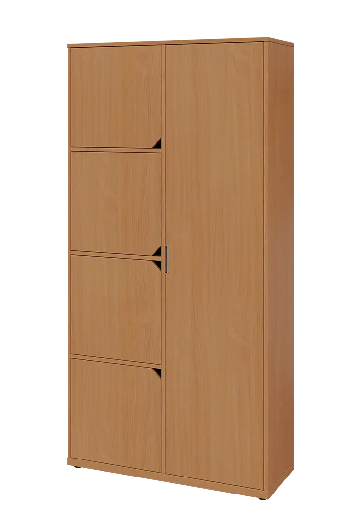 KSR6-82 P skříň šatní, 1x výsuvné ramínko, 4x dvířka, 2053x1022x400 mm, provedení pravé, buk Royal